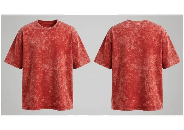 Red_Cotton_French_Terry_Acid_Wash_Relaxed_Fit_T-Shirt_For_Men