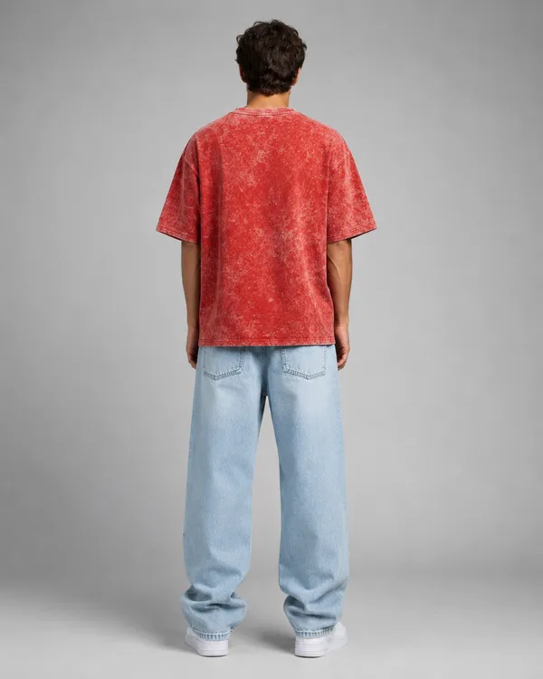 Red_Cotton_French_Terry_Acid_Wash_Oversized_T-Shirt_For_Unisex