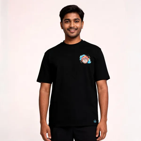 Black_Cotton_French_Terry_Graphic_Casual_T-Shirt_For_Men