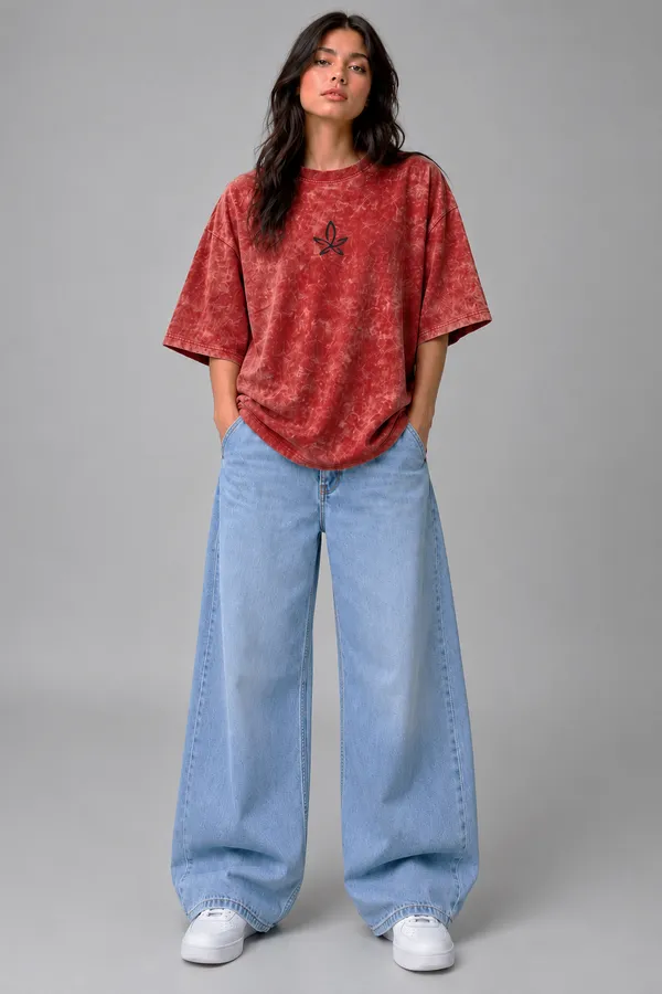 TRIPPIN_Own_Pace_Oversized_T-Shirt_–_Red_Acid_Wash_|_Unisex