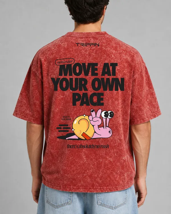 TRIPPIN_Own_Pace_Oversized_T-Shirt_–_Red_Acid_Wash_|_Unisex