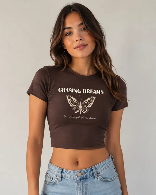 TRIPPIN_Chasing_Dreams_Women’s_Crop_Top_–_Brown