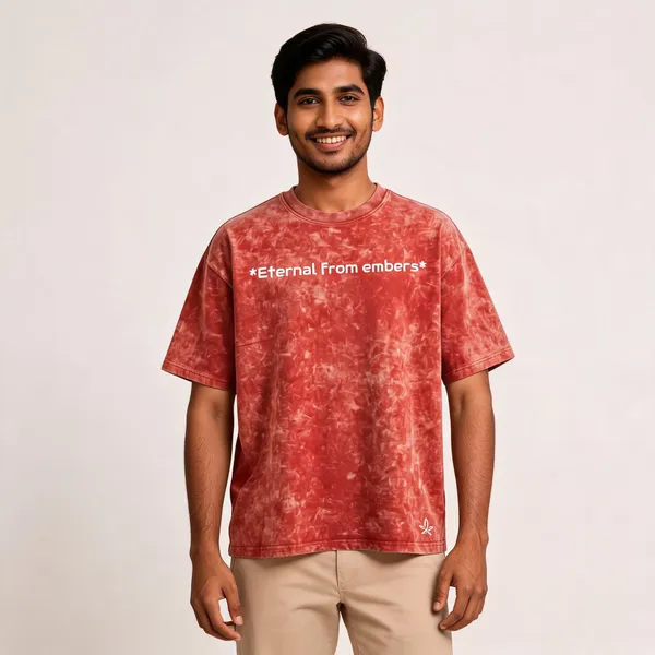 Red_Cotton_French_Terry_Acid_Wash_Graphic_Print_T-Shirt_For_Men