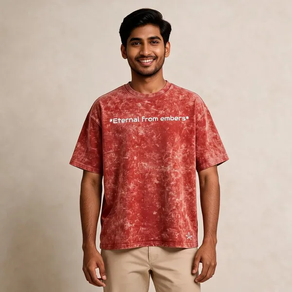 Red_Cotton_French_Terry_Acid_Wash_Graphic_Print_T-Shirt_For_Men