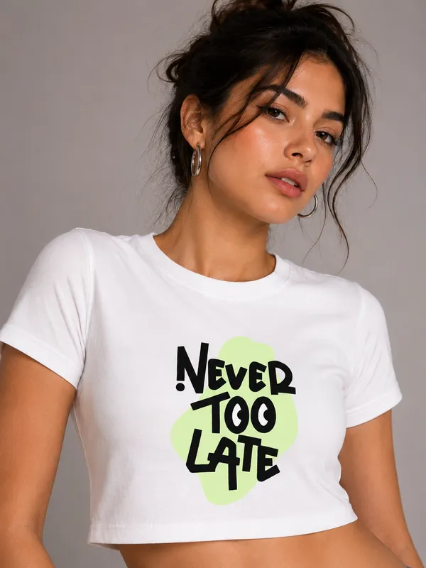 TRIPPIN_Never_Too_Late_Women’s_Crop_Top_–_White