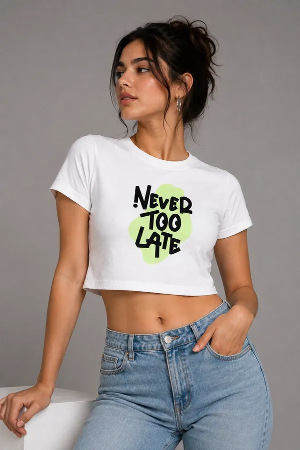 TRIPPIN_Never_Too_Late_Women’s_Crop_Top_–_White