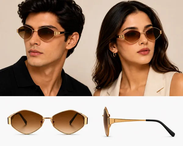 Elegantia_Gold_Frame_Hexagon_Brown_Gradient_Sunglasses