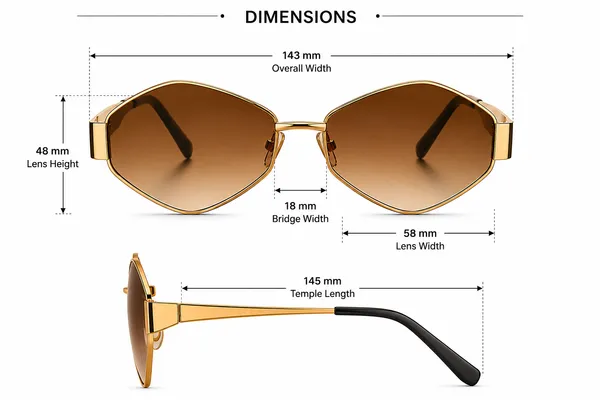Elegantia_Gold_Frame_Hexagon_Brown_Gradient_Sunglasses