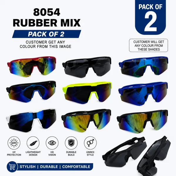 SolRaga_8054_Rubber_Mix_Sports_Sunglasses_|_UV_Protection_|_Lightweight_|_Unisex_|_Pack_of_2_(Random_Colour)