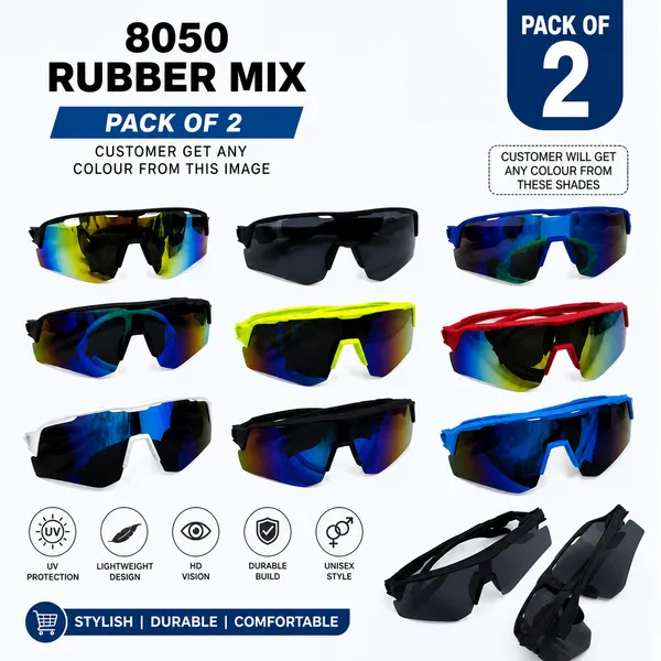 SolRaga_8050_Rubber_Mix_Sports_Sunglasses_|_UV_Protection_|_Lightweight_|_Unisex_|_Pack_of_2_(Random_Colour)