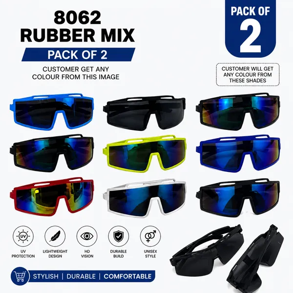 SolRaga_8062_Rubber_Mix_Sports_Sunglasses_|_UV_Protection_|_Lightweight_|_Unisex_|_Pack_of_2_(Random_Colour)
