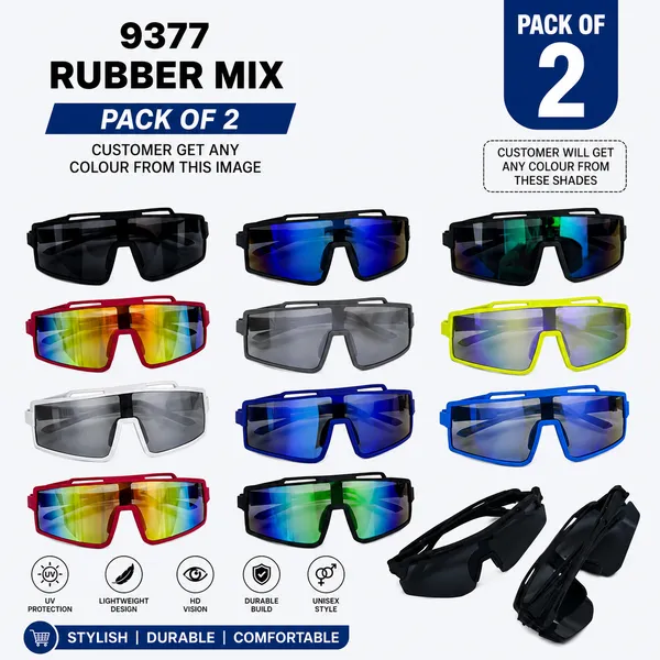 SolRaga_9377_Rubber_Mix_Sports_Sunglasses_|_UV_Protection_|_Lightweight_|_Unisex_|_Pack_of_2_(Random_Colour)