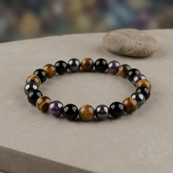 Multicolor_Natural_Stones_Triple_Protection_Bracelet_For_Crystal_Enthusiasts,_Spiritual_Practitioners,_Home_Decorators