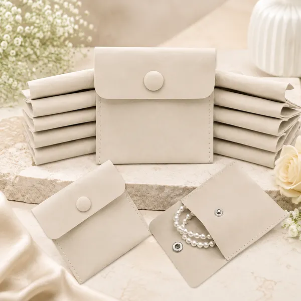10_Pcs_Beige_Microfiber_Jewelry_Pouch_Button_Bag