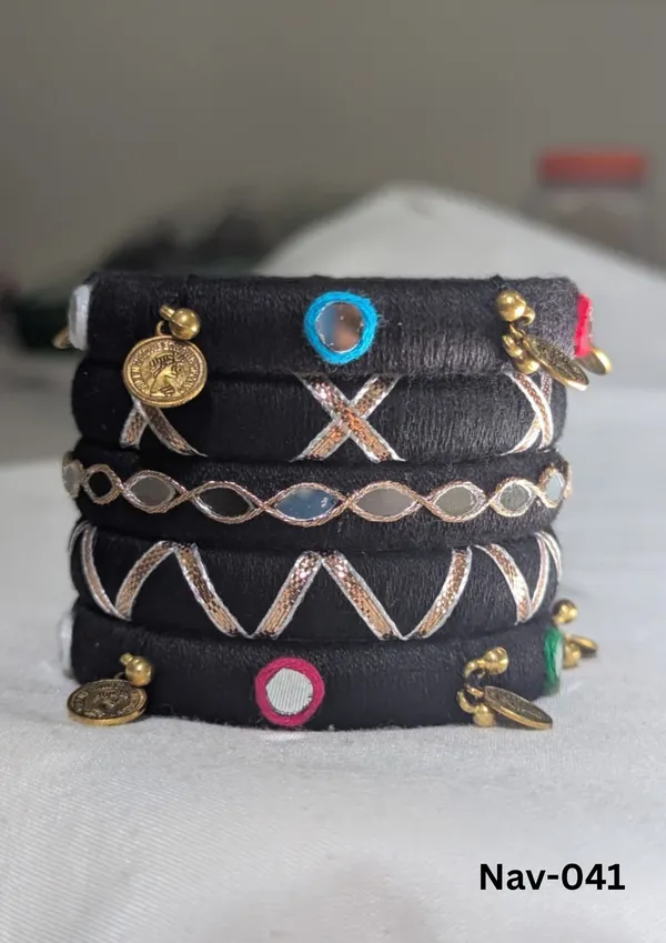 Navy_Cotton_Traditional_Design_Bangles_For_Women