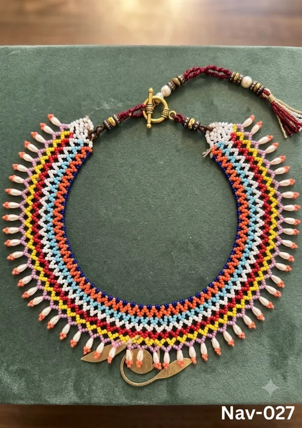 Multicolor_Cotton_Traditional_Design_Choker_Necklace_For_Women