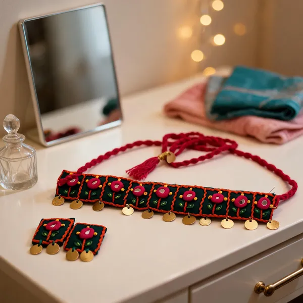 Red_Cotton_Traditional_Design_Choker_Necklace_For_Women