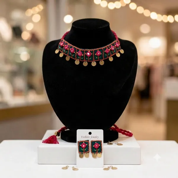 Red_Cotton_Traditional_Design_Choker_Necklace_For_Women