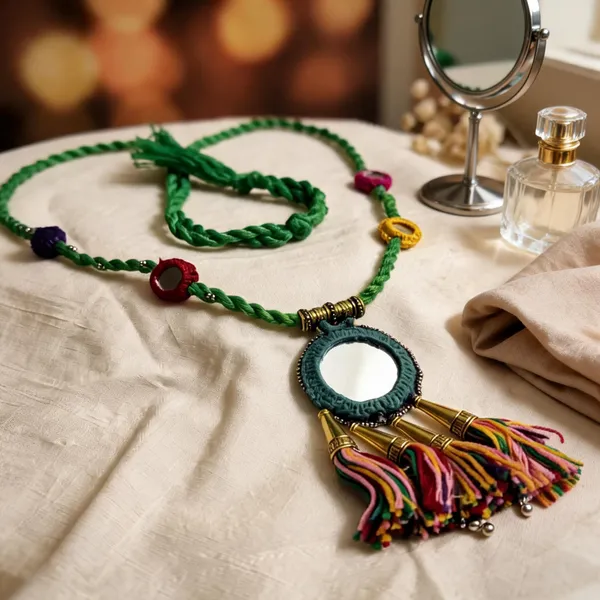 Green_Cotton_Traditional_Design_Necklace_For_Women