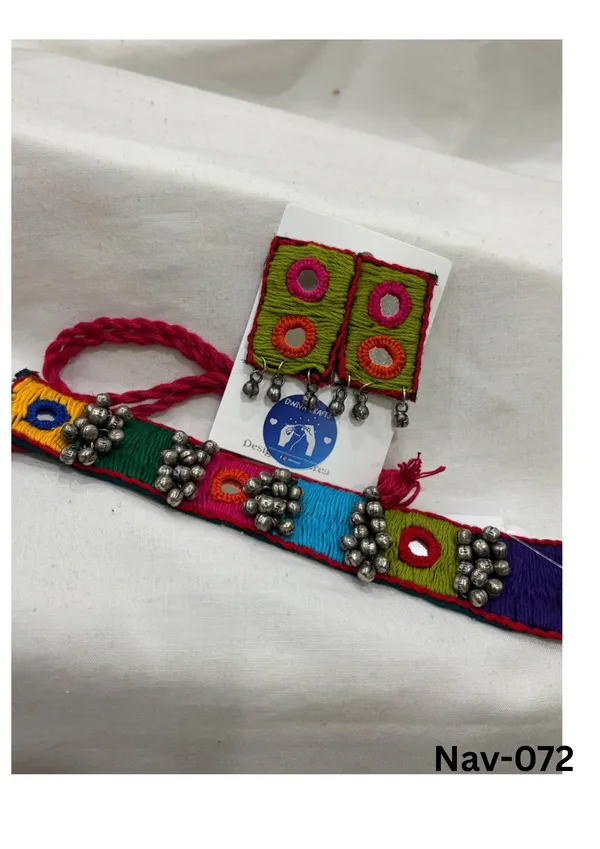 Multicolor_Cotton_Traditional_Design_Choker_Necklace_For_Women