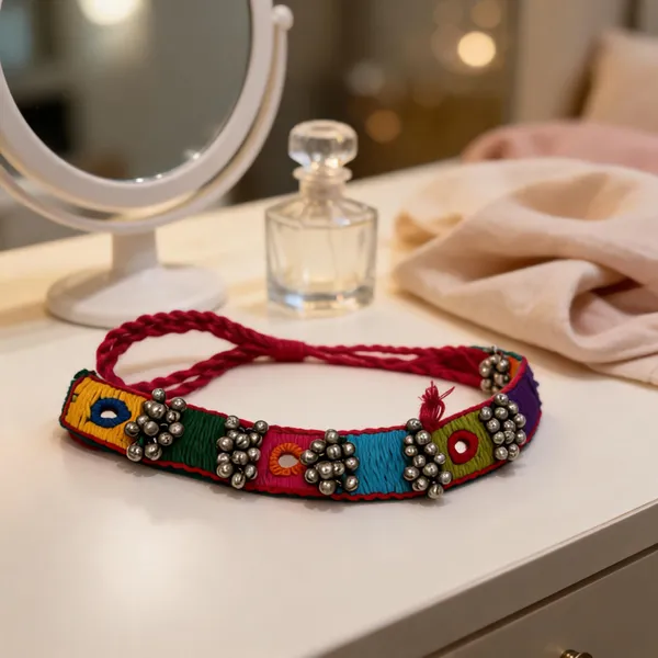 Multicolor_Cotton_Traditional_Design_Choker_Necklace_For_Women