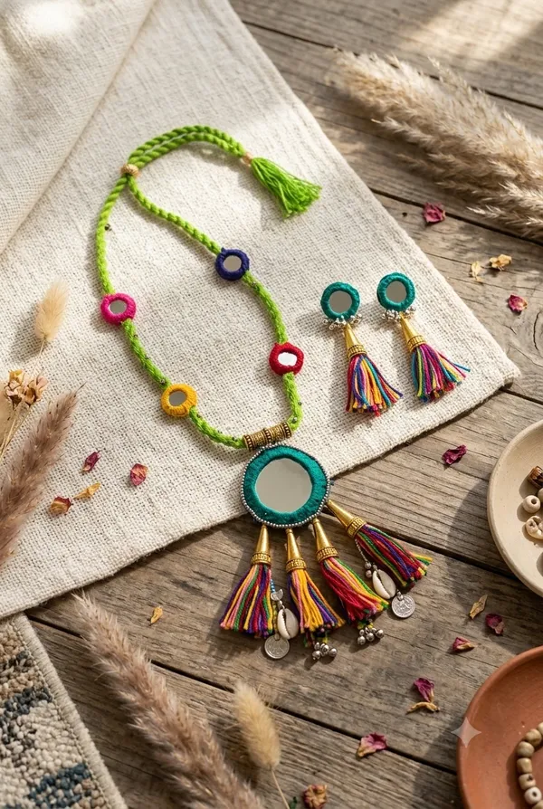 Green_Cotton_Traditional_Design_Necklace_For_Women
