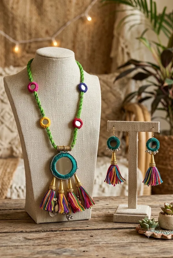 Green_Cotton_Traditional_Design_Necklace_For_Women