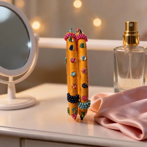 Orange_Cotton_Traditional_Design_Bangles_For_Women