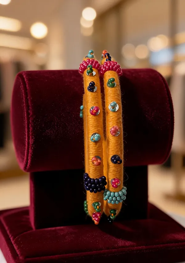 Orange_Cotton_Traditional_Design_Bangles_For_Women