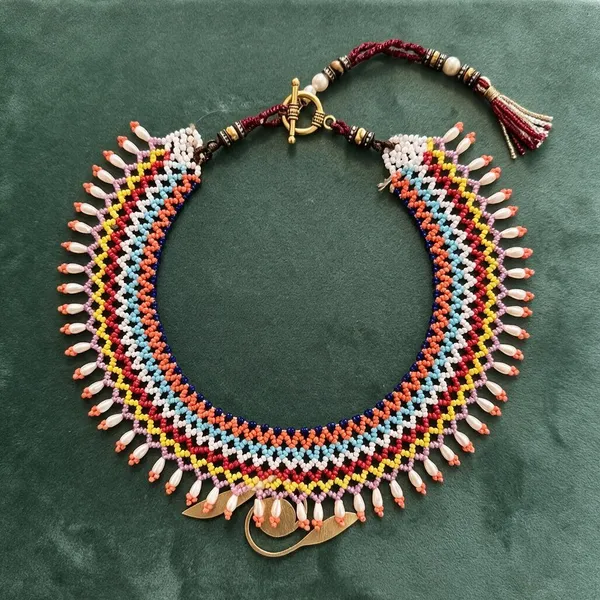 Multicolor_Cotton_Traditional_Design_Choker_Necklace_For_Women