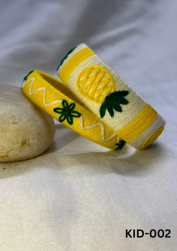 Yellow_Cotton_Traditional_Design_Bangles_For_Women