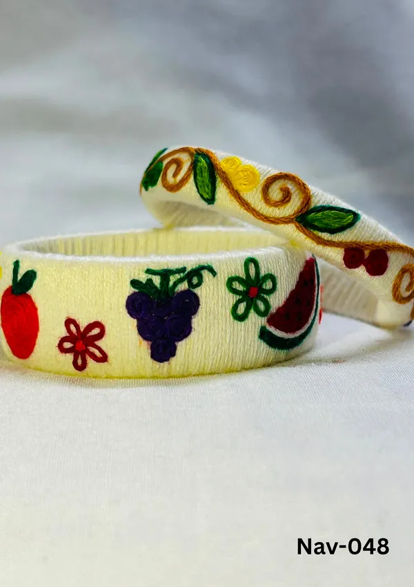 Cream_Cotton_Traditional_Design_Bangles_For_Girls