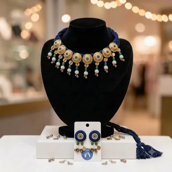 Blue_Cotton_Traditional_Design_Necklace_For_Women