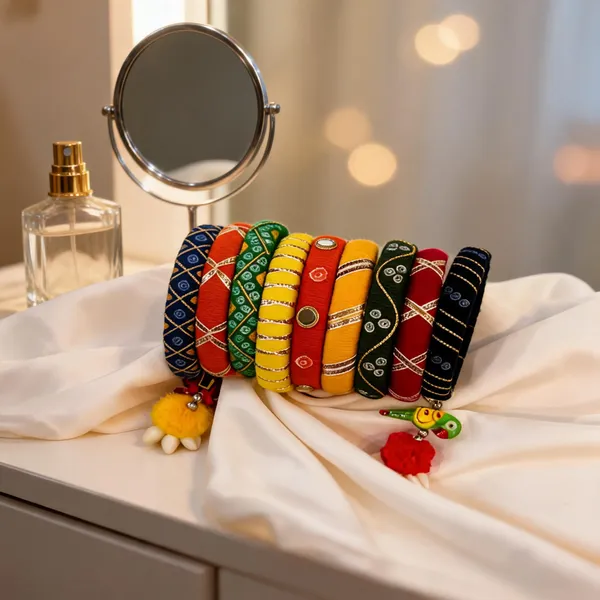 Multicolor_Cotton_Traditional_Design_Bangles_For_Women