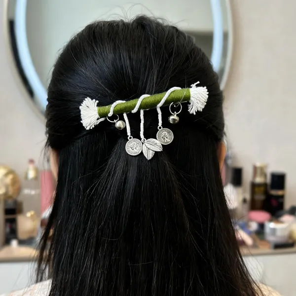 Green_Cotton_Traditional_Design_Hair_Pin_For_Women_Pack_Of_2