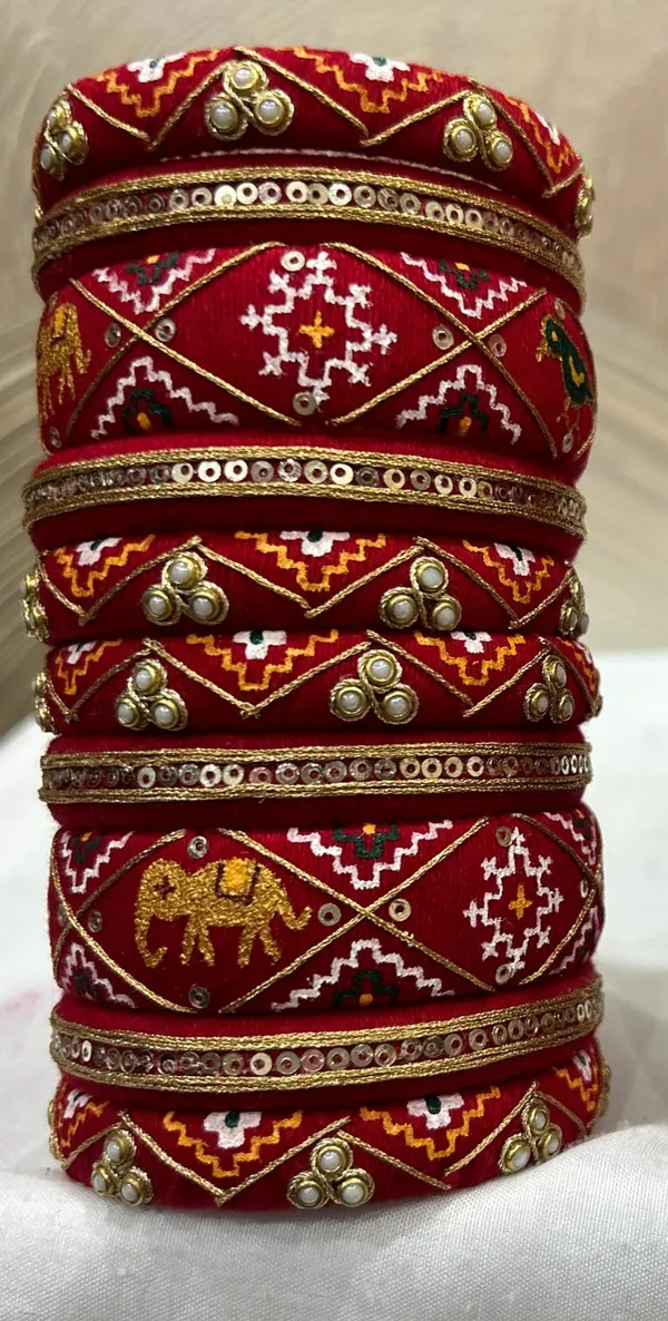 Red_Cotton_Traditional_Design_Bangles_For_Women