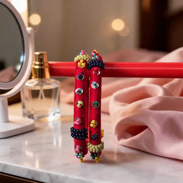 Pink_And_Red_Cotton_Traditional_Design_Bangles_For_Women