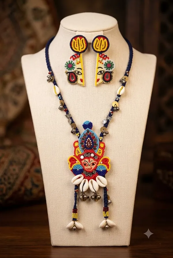 Blue_Cotton_Traditional_Design_Necklace_For_Women