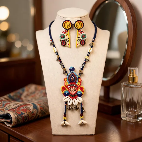 Blue_Cotton_Traditional_Design_Necklace_For_Women