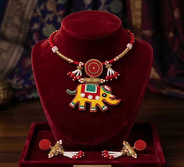 Red_Cotton_Traditional_Design_Necklace_For_Women