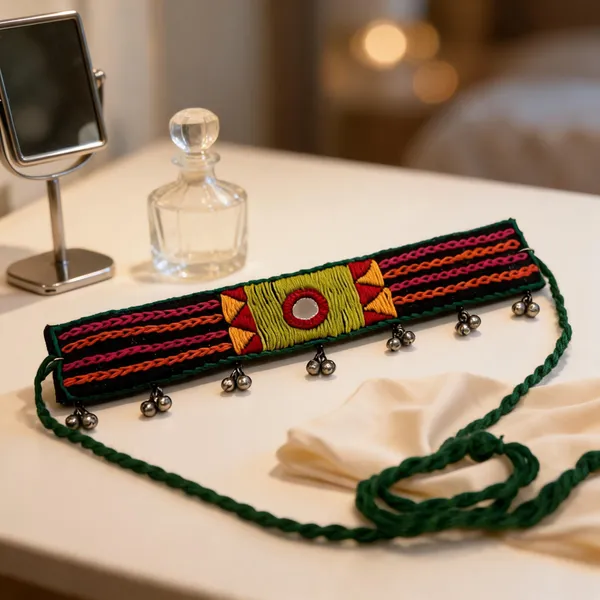 Multicolor_Cotton_Traditional_Design_Choker_Necklace_For_Women