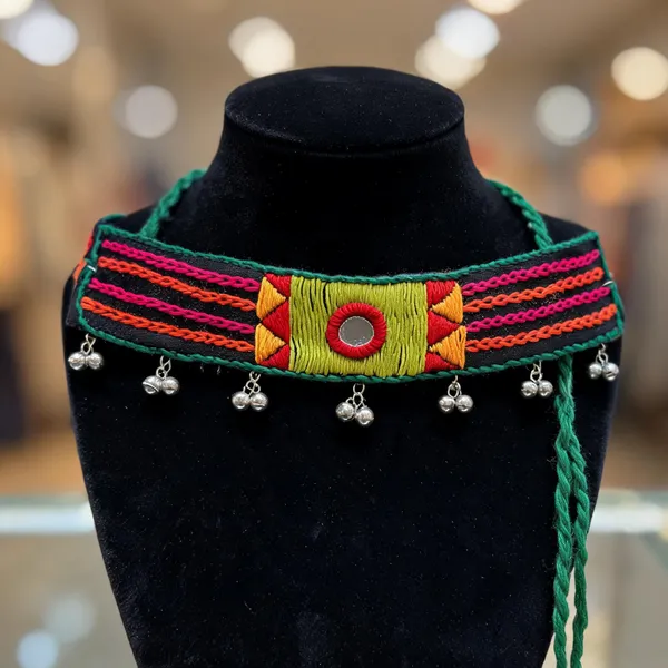 Multicolor_Cotton_Traditional_Design_Choker_Necklace_For_Women