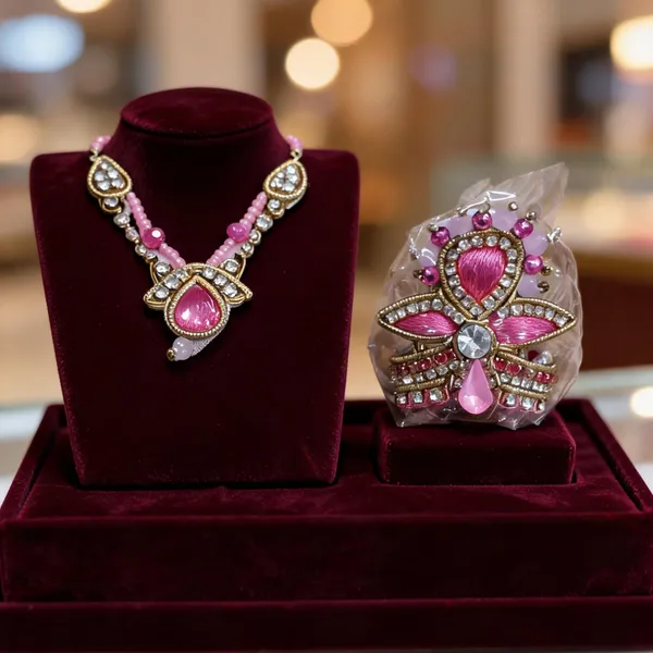 Pink_Stone_God_Mukut_And_Necklace