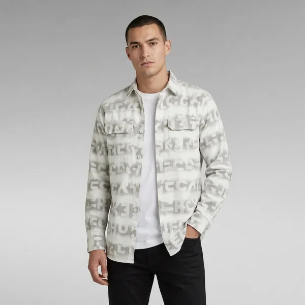FOXEY_Men_Printed_Casual_White_And_Grey_Shirt