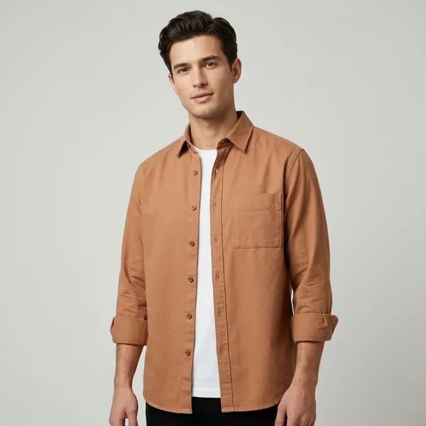 FOXEY_Men_Solid_Casual_Rust_Shirt