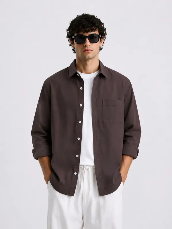 FOXEY_Men_Solid_Casual_Shirt