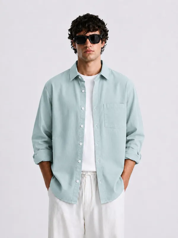 FOXEY_Men_Solid_Casual_Shirt