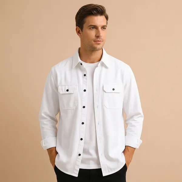 FOXEY_Men_Solid_Casual_White_Shirt
