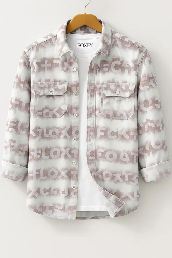 FOXEY_Men_Printed_Casual_White_Shirt