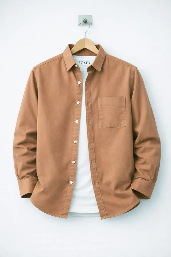 FOXEY_Men_Solid_Casual_Rust_Shirt